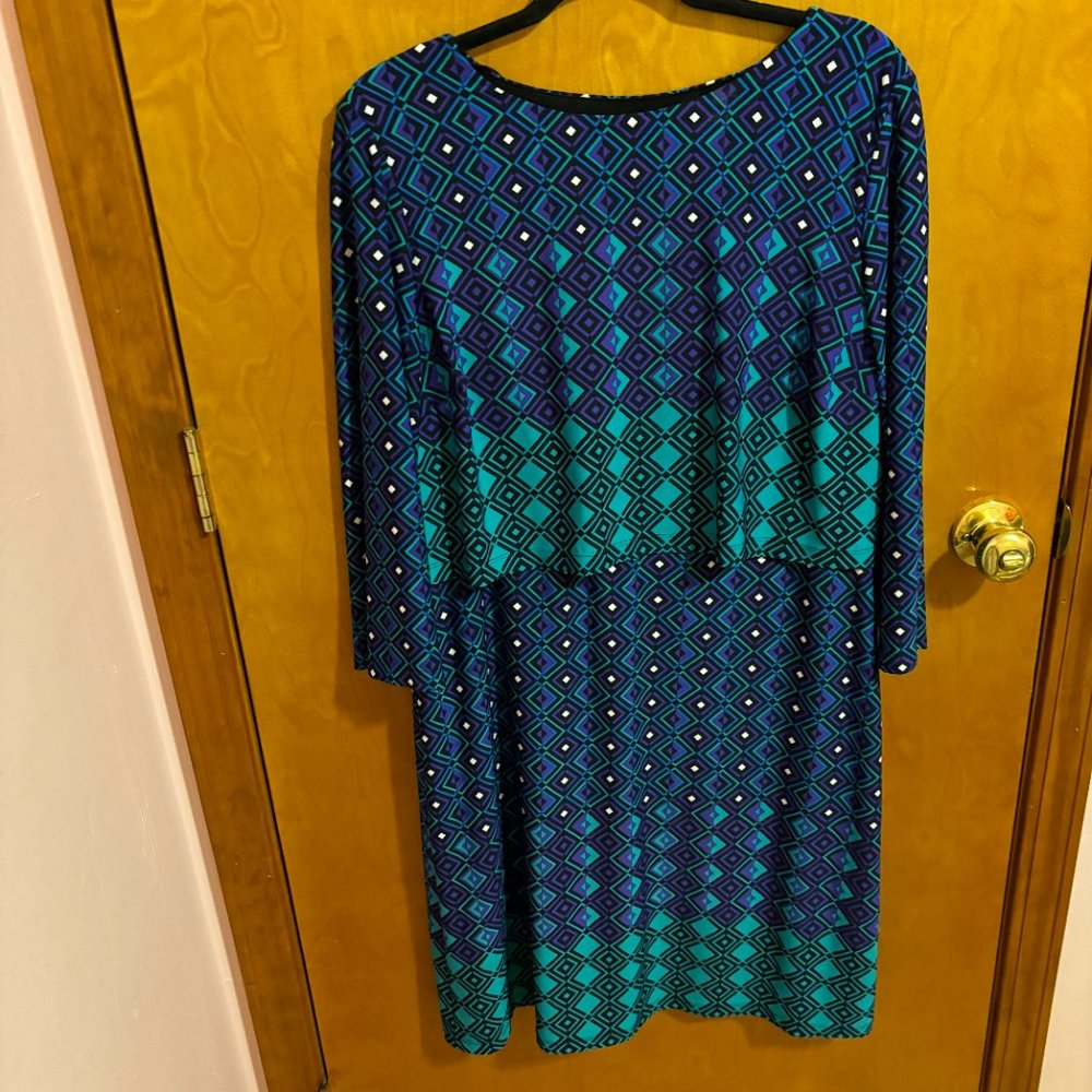 Ronnie Nichole Vibrant Diamond Green Purple Black Dress  Size‎ 14 - Picture 2 of 15